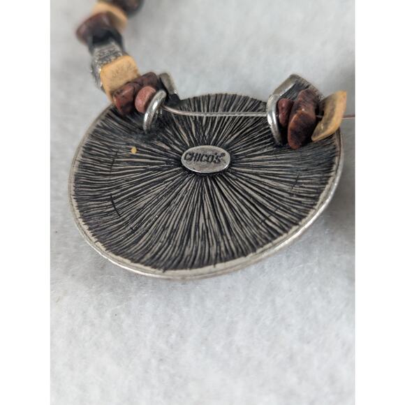 Vintage Chico's necklace 2" pendant necklace 27- 20 .5" GUCEarthy assorted beads - Picture 4 of 7